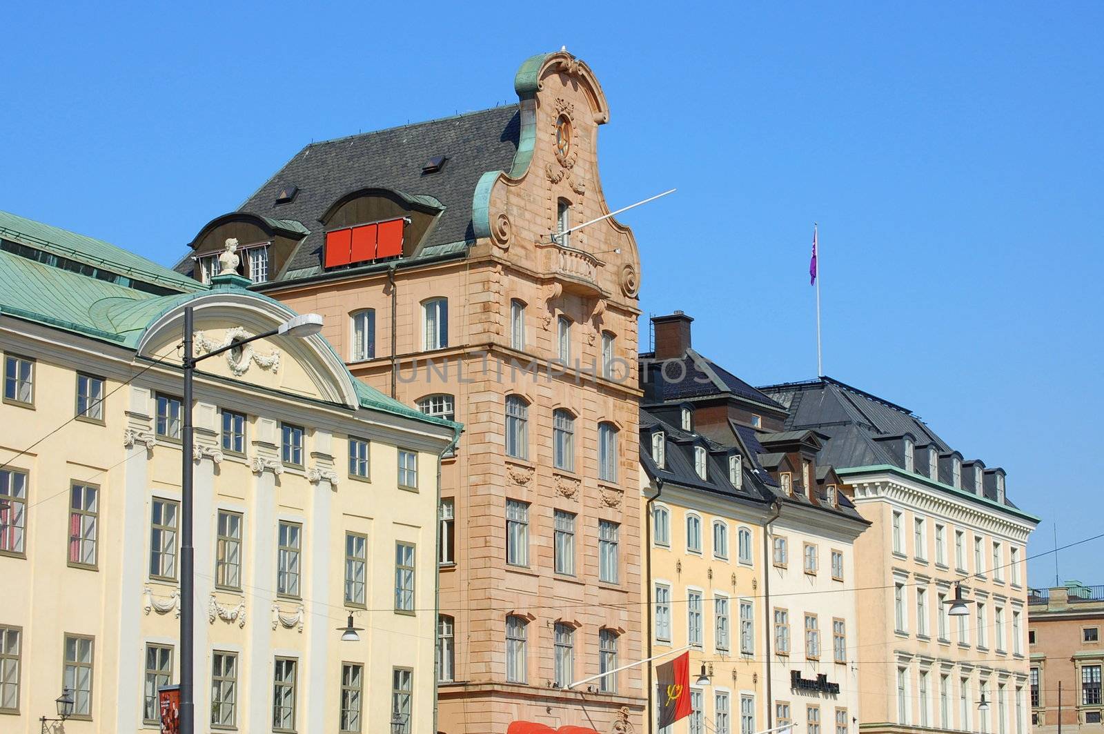 Houses in the Old Town of Stockholm, Sweden.