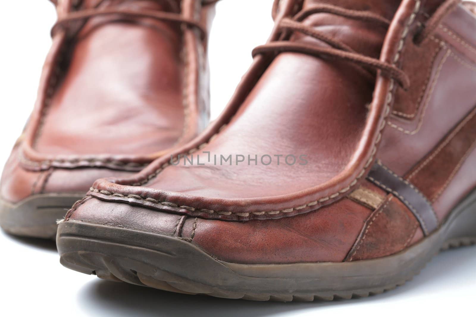 Footwear, Brown Old Male Shoe for Walks in Off-season
