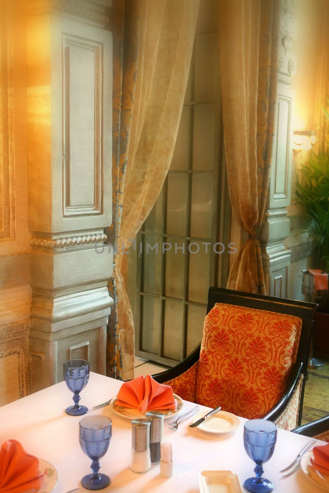 Interior of the Dining Room in Romantic Style