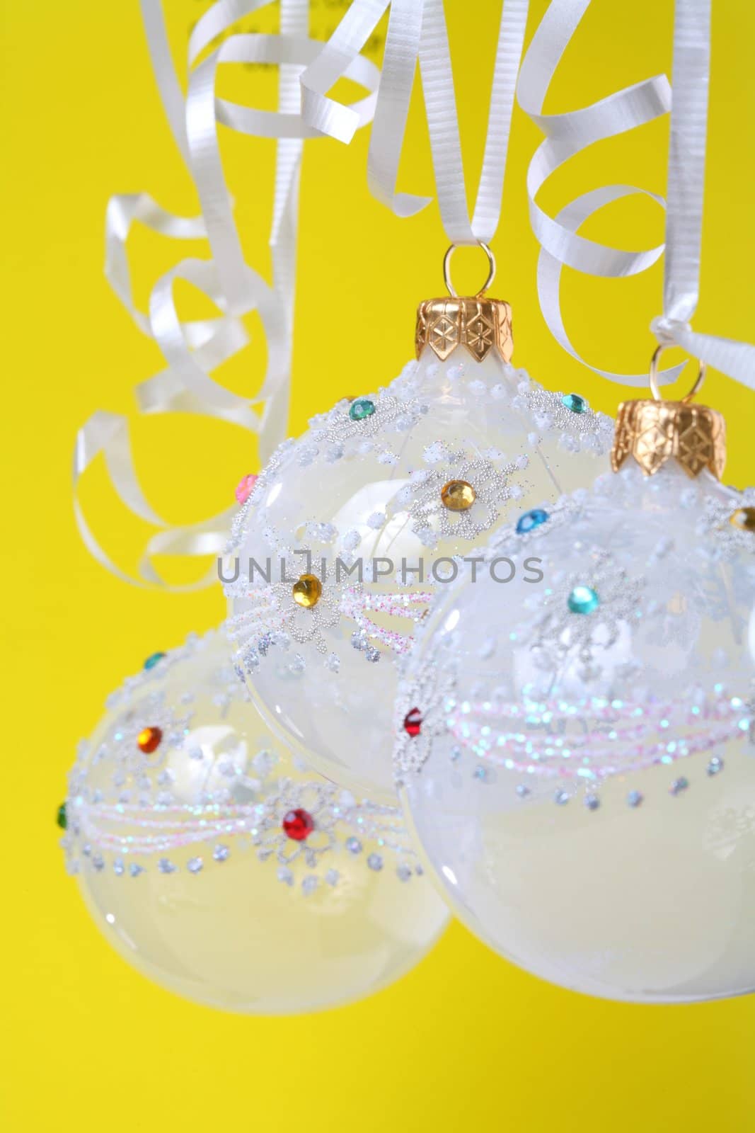 christmas still-life on yellow background