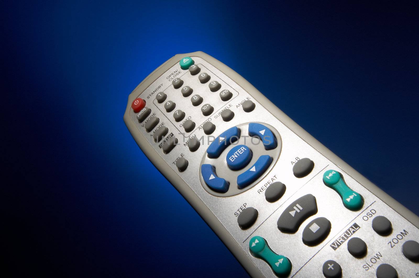 The remote-control on a dark blue background