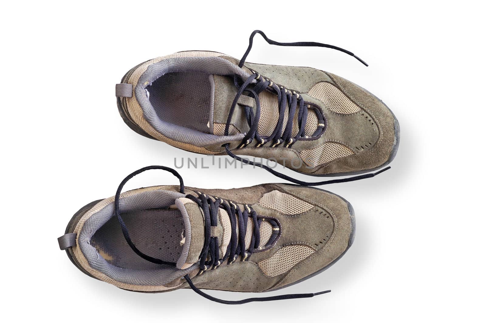 Worn walking shoes with clipping path by Laborer
