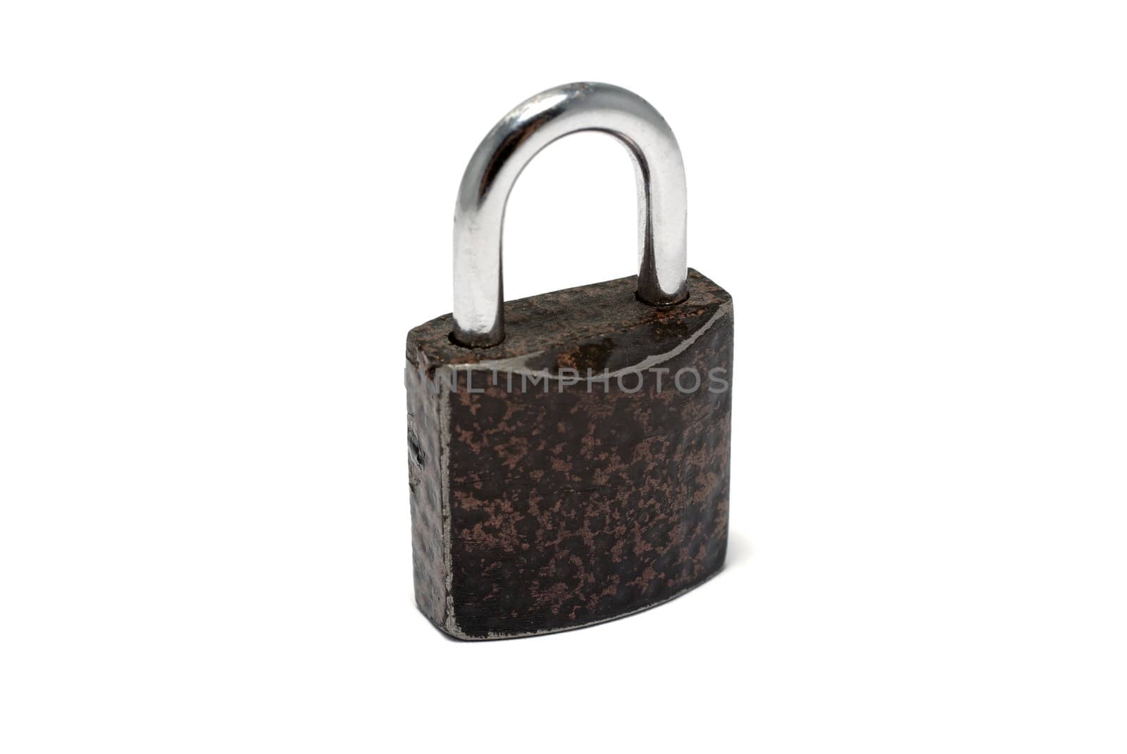 Macro of padlock isolated on white background. by borodaev