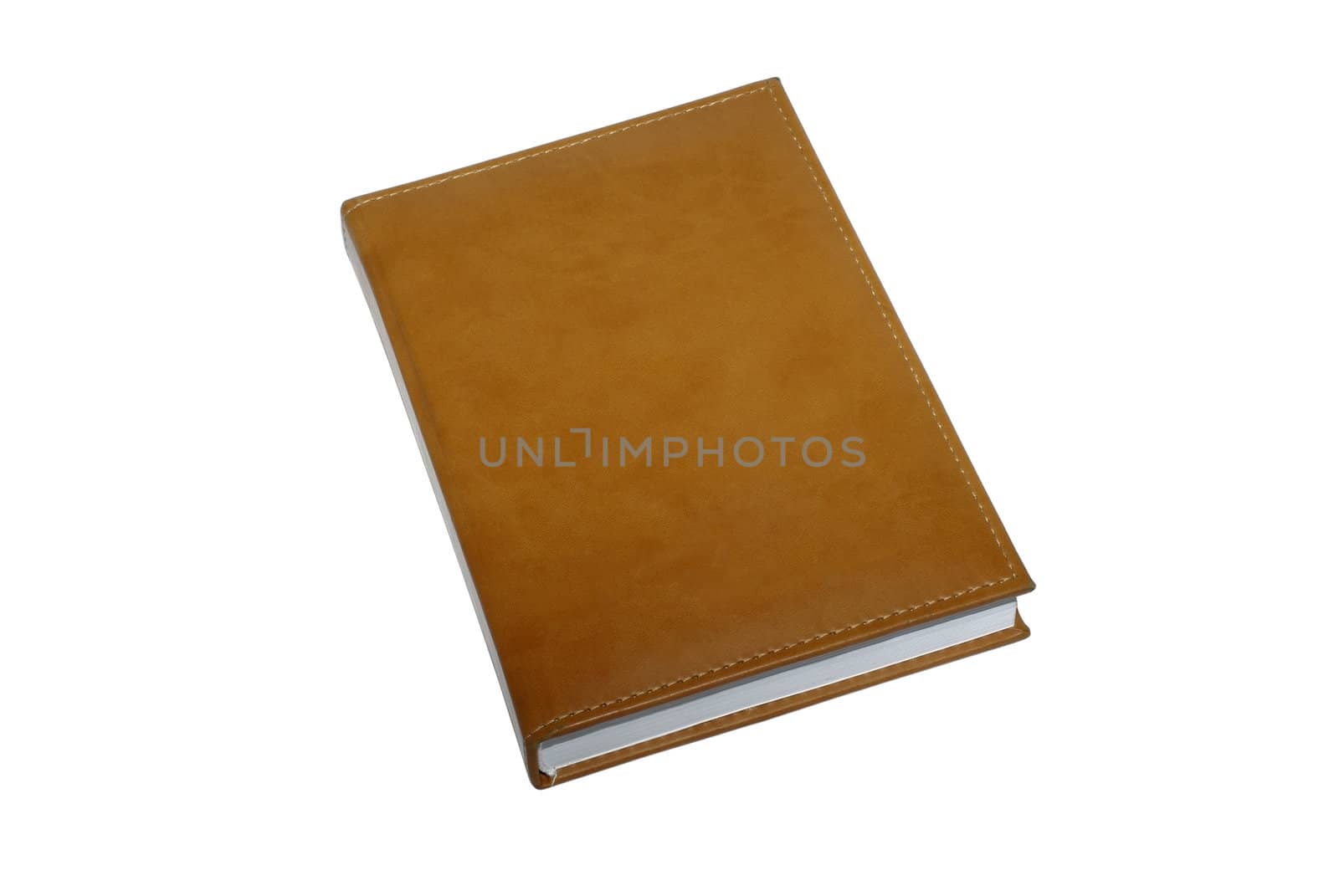 Brown leather book isolated on white background. by borodaev