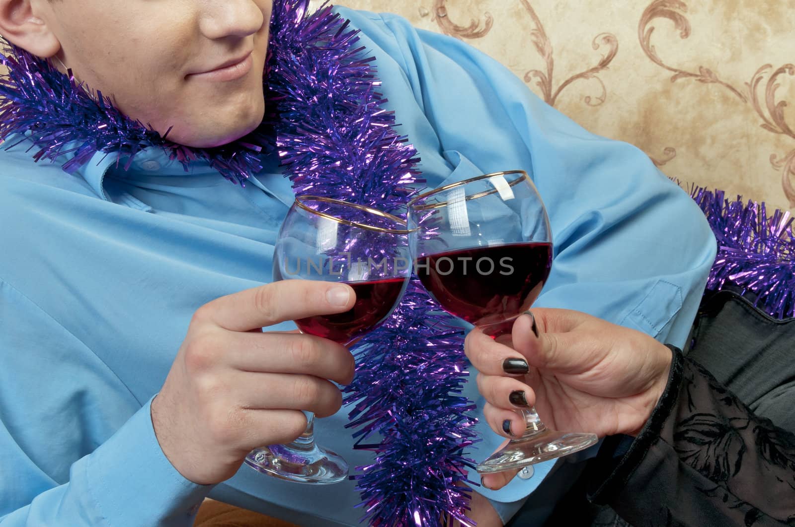 Young couple celebrates Christmas