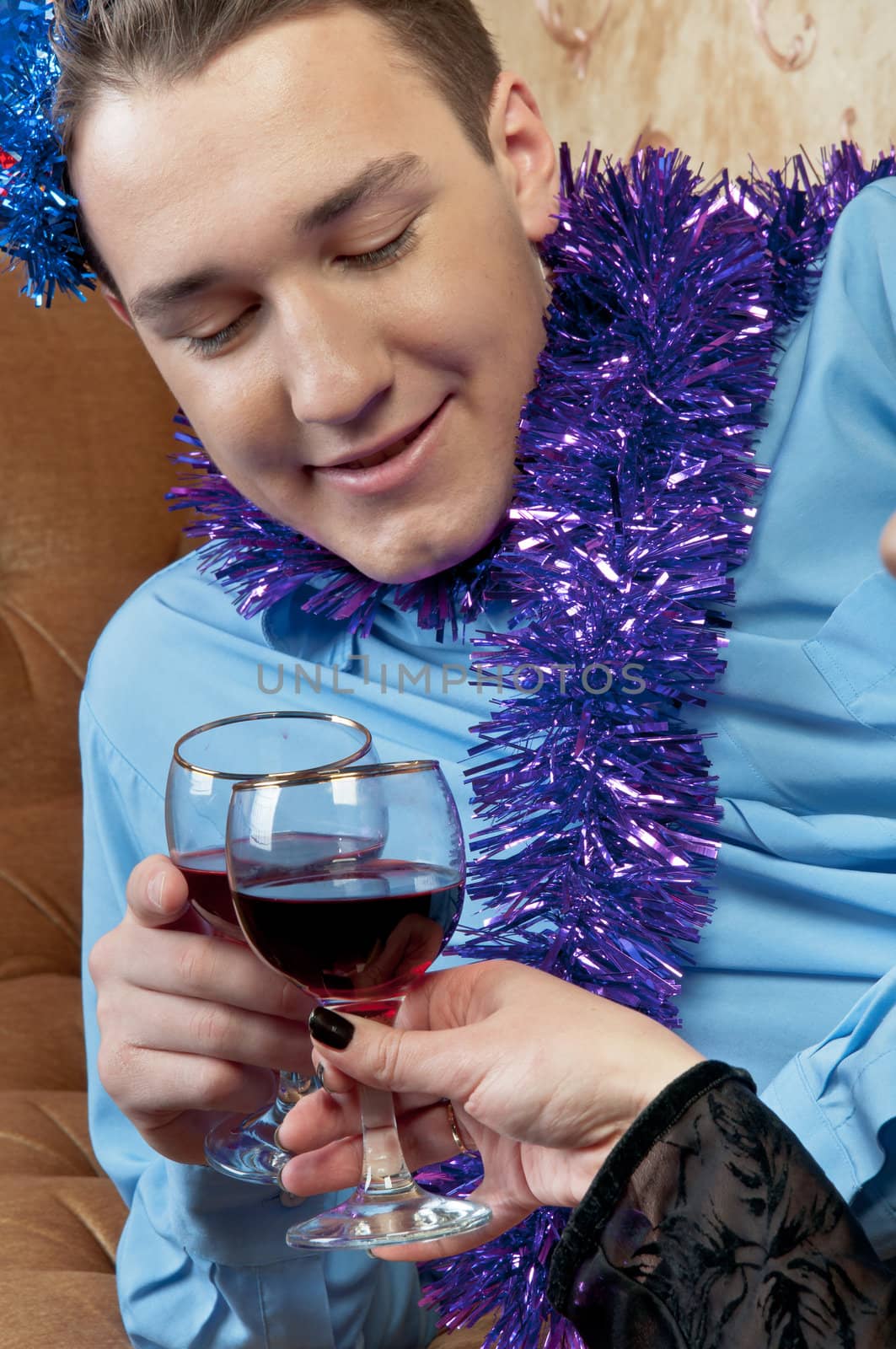 Young couple celebrates Christmas