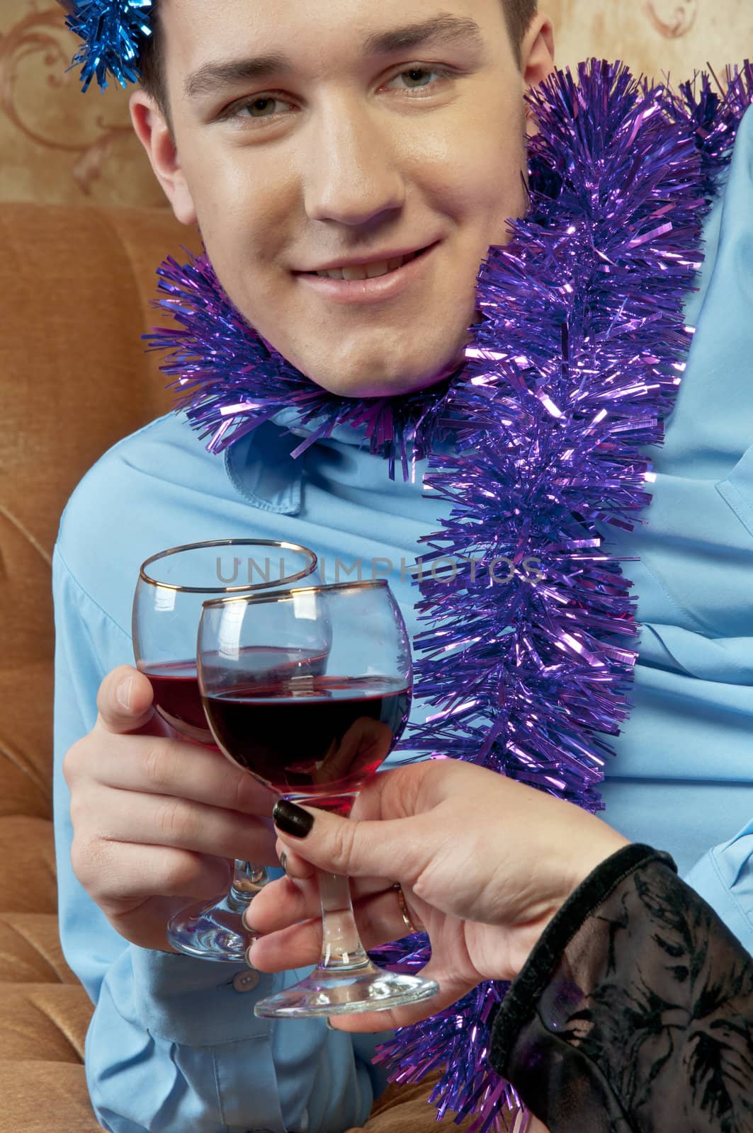 Young couple celebrates Christmas
