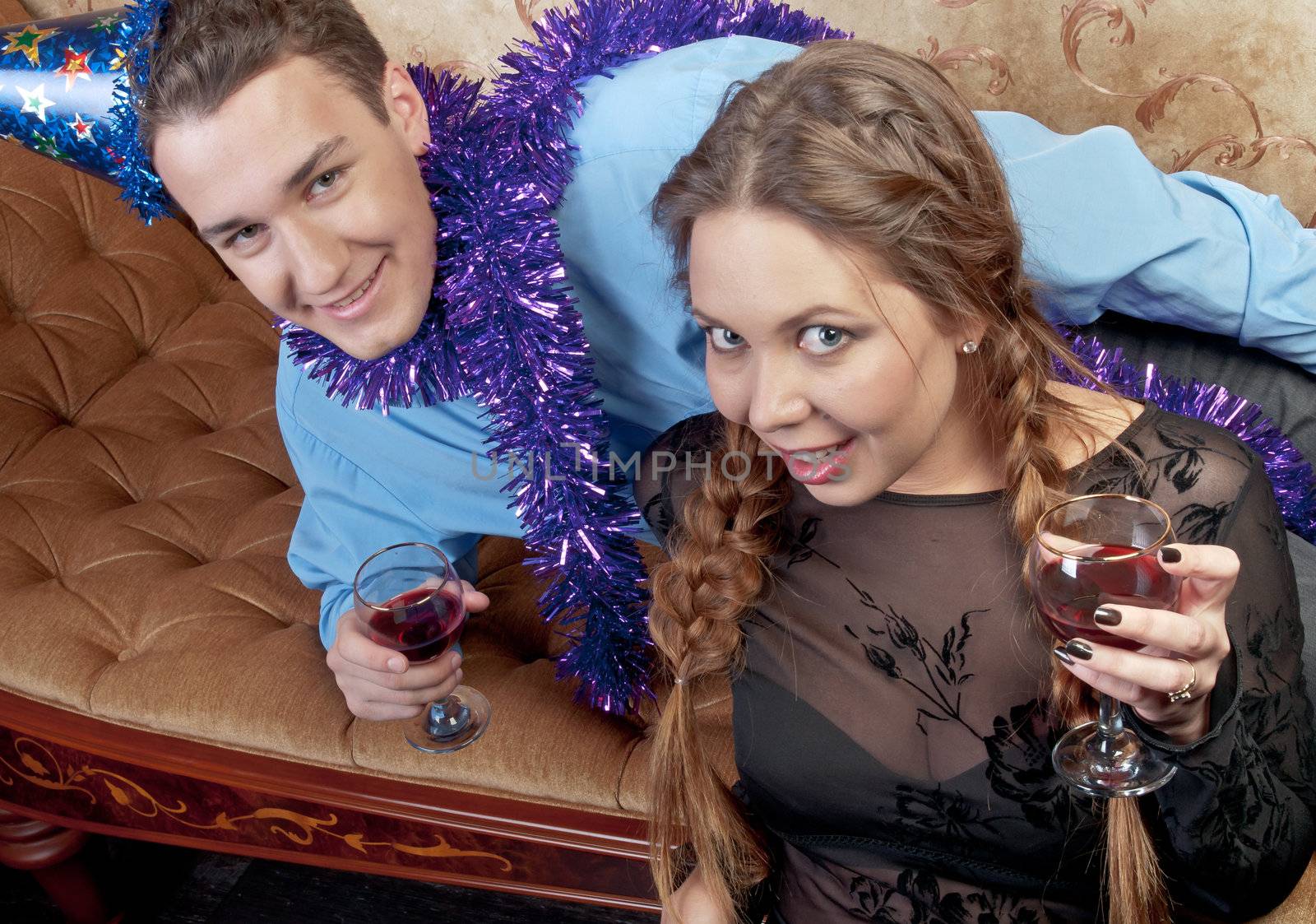 Young couple celebrates Christmas