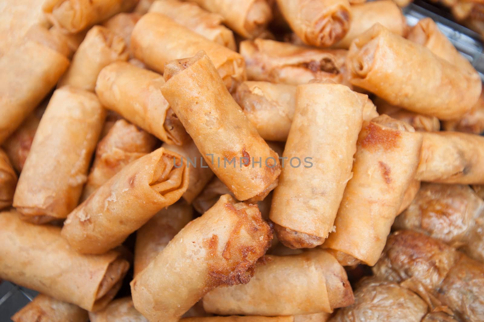 deep fried spring rolls street food in bangkok