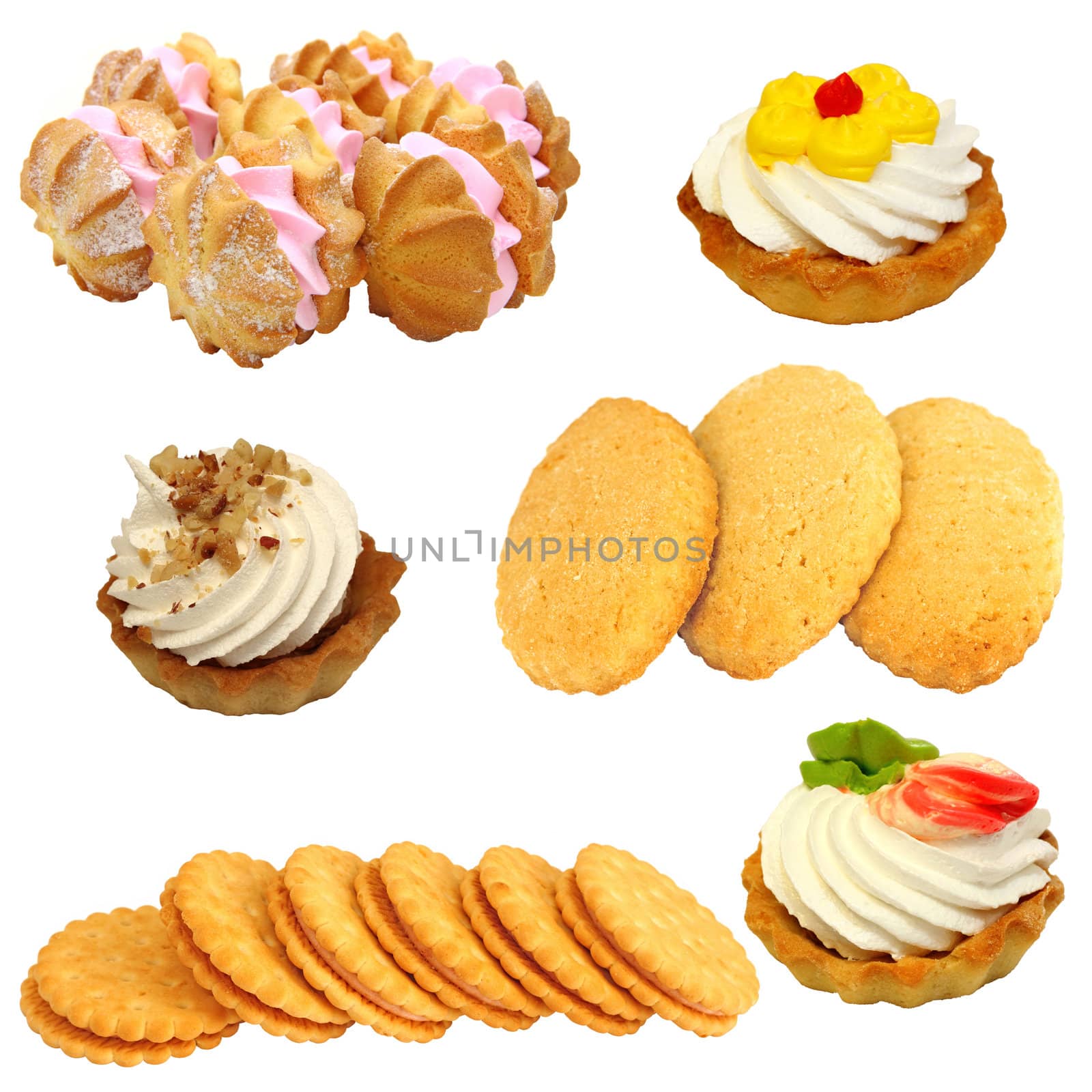 Set of cookies of the various form on a white background