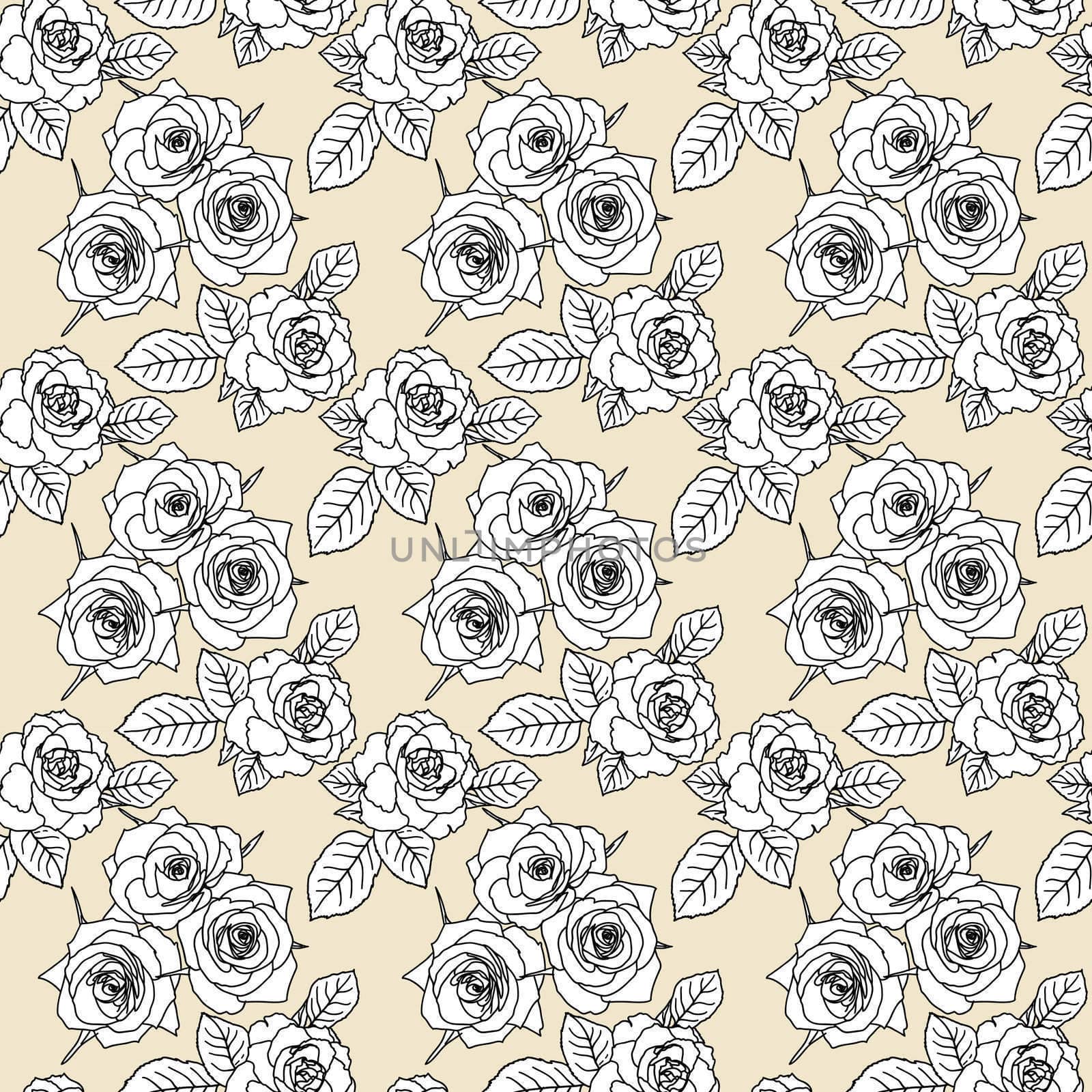 Seamless wallpaper with rose flowers
