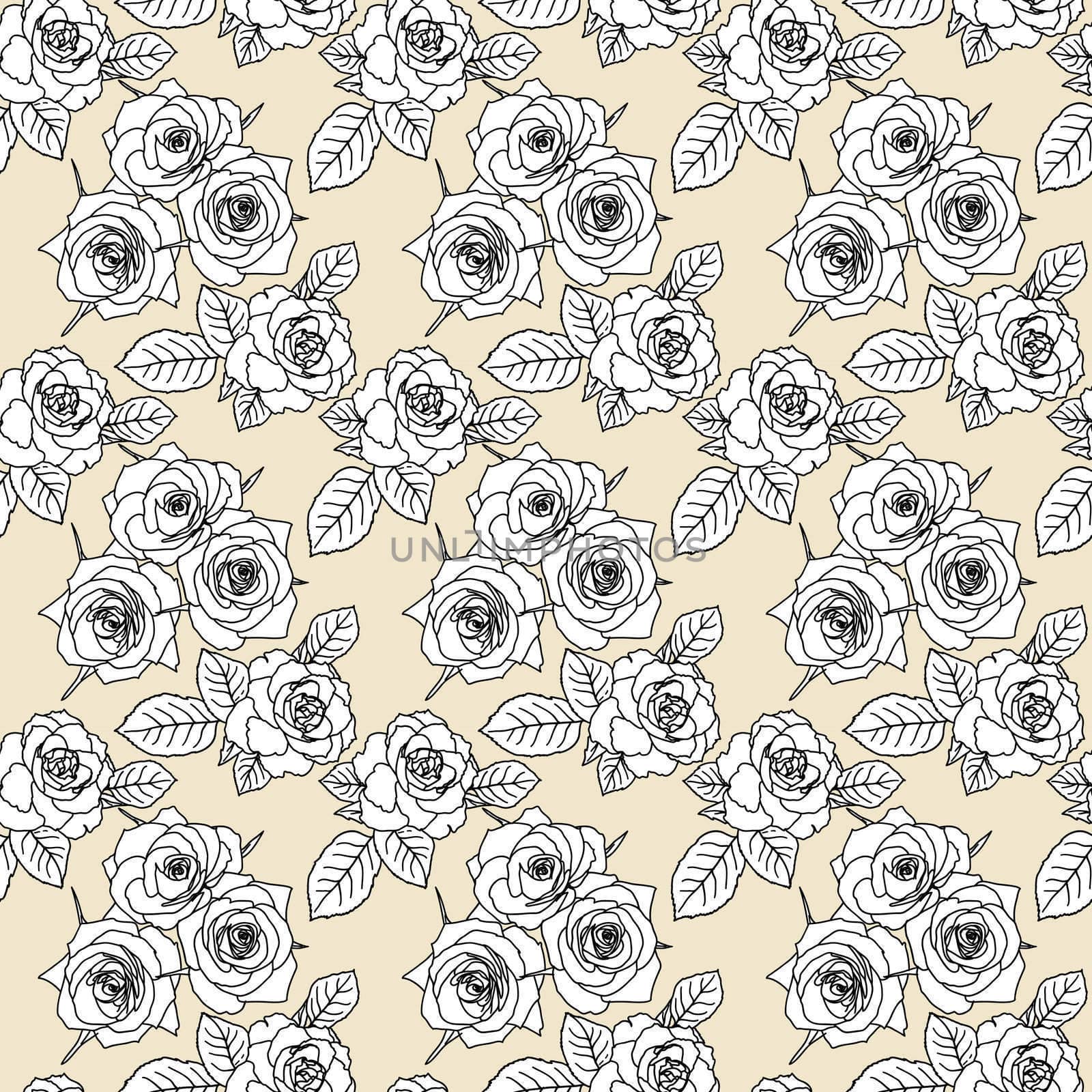 Seamless wallpaper with rose flowers