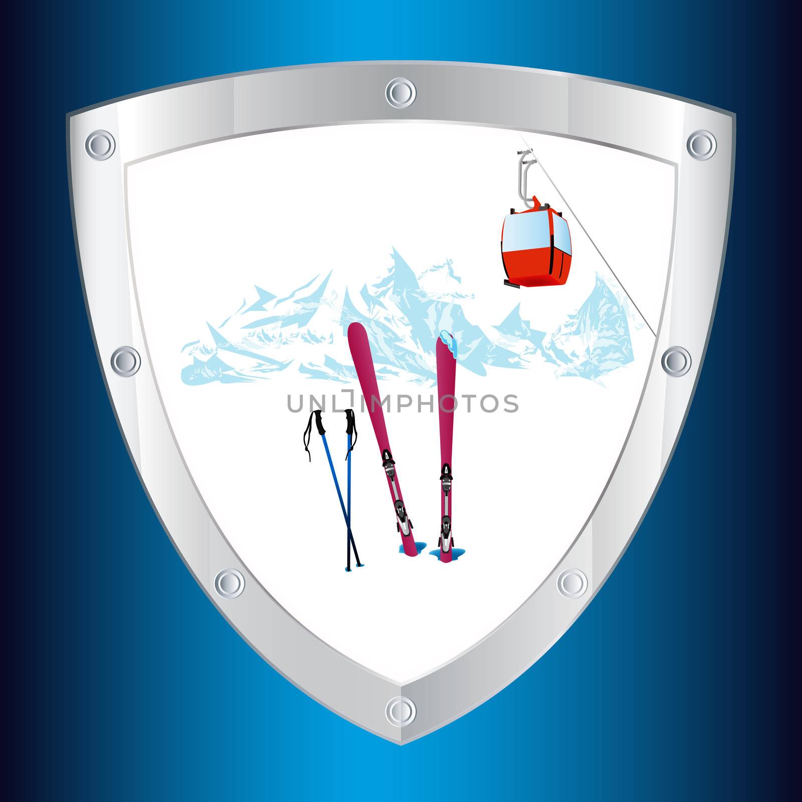 Safety on the mountain winter sports skiing tourist resorts.Emblem