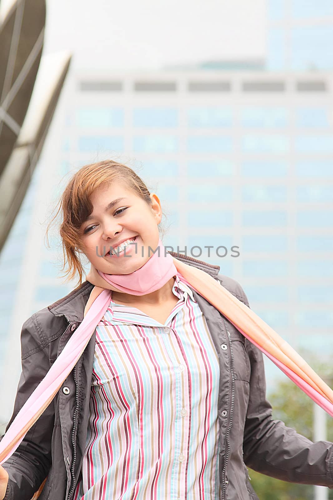 Portrait of the beautiful and young business woman