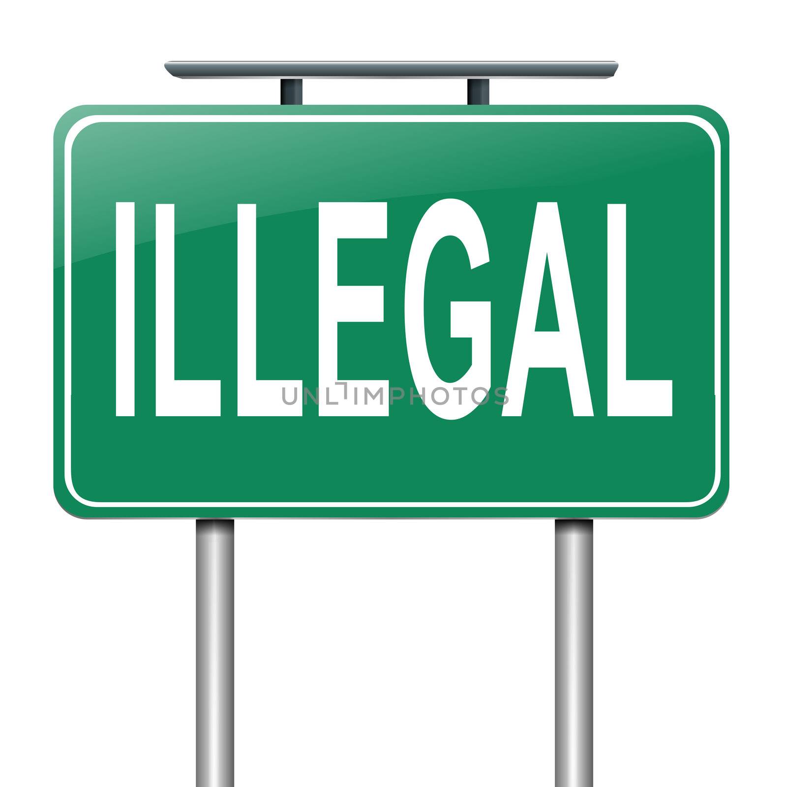 Illustration depicting a sign with an illegal concept.