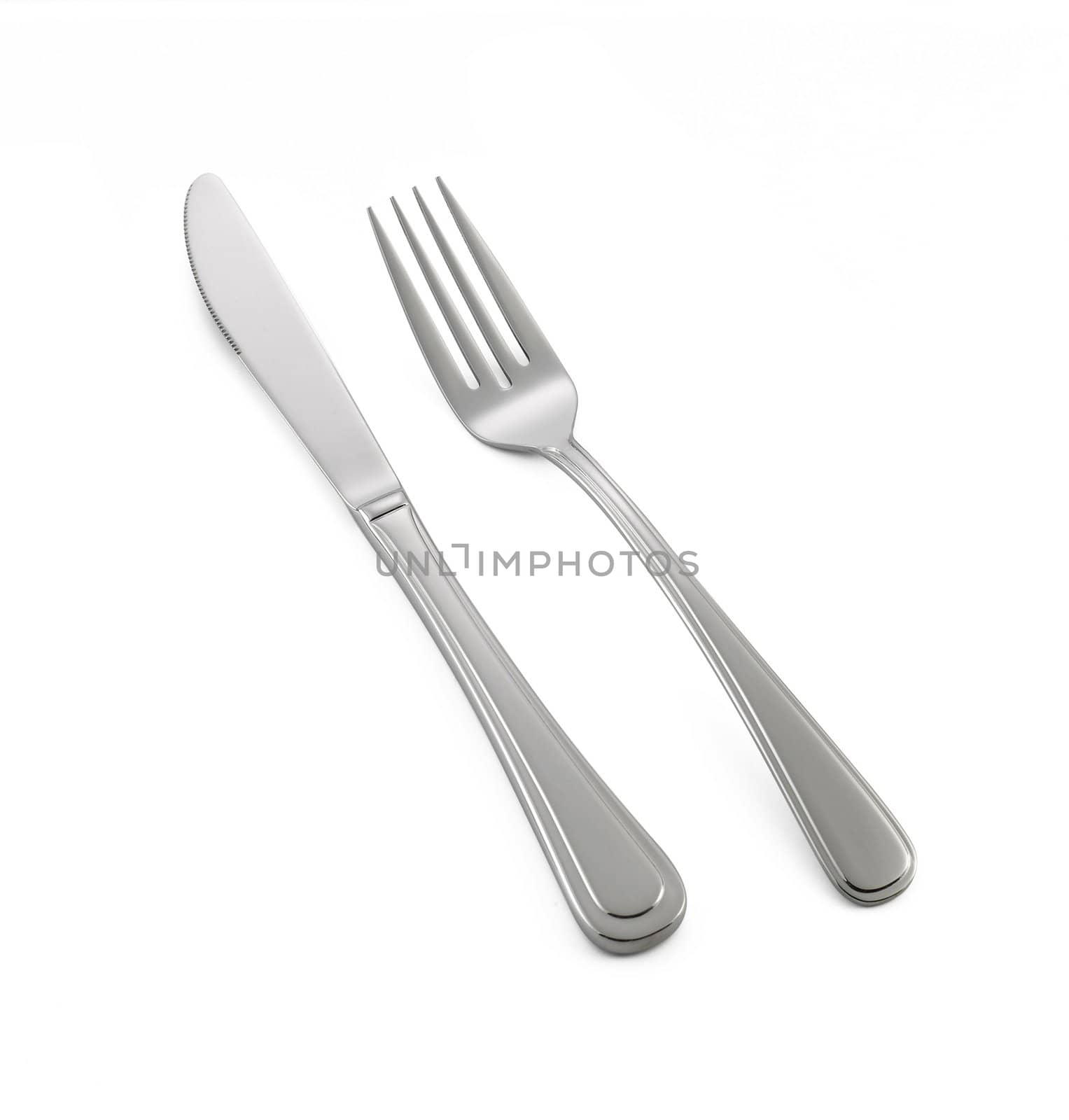 Knife and fork isolated