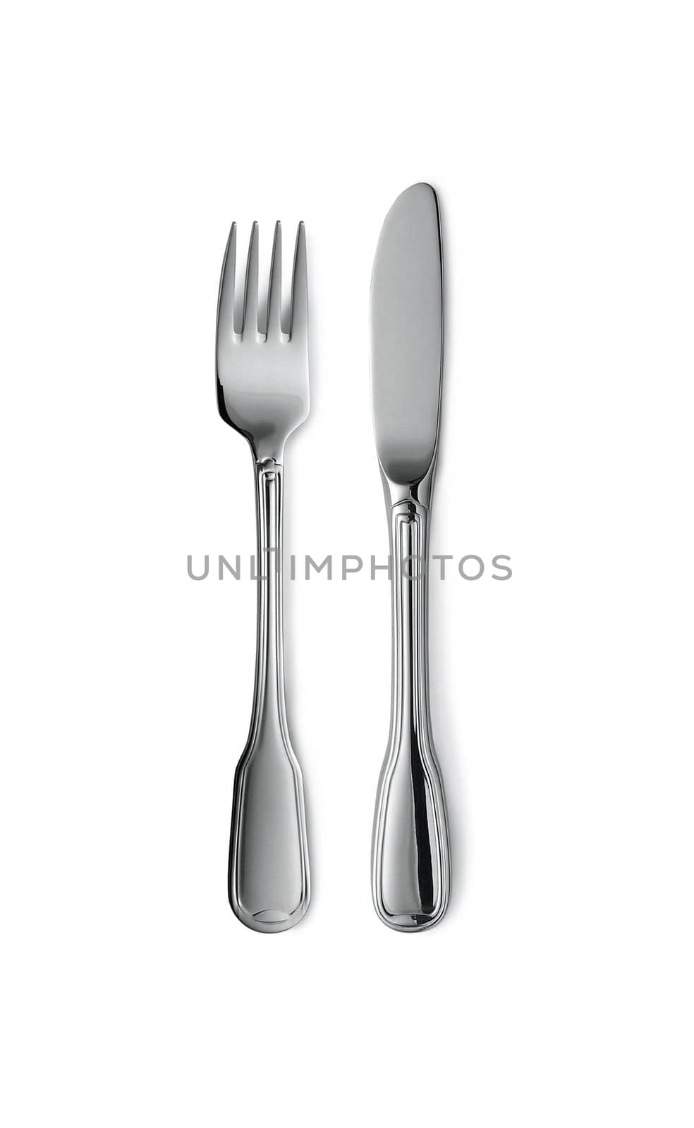 knife and fork on a white background by ozaiachin