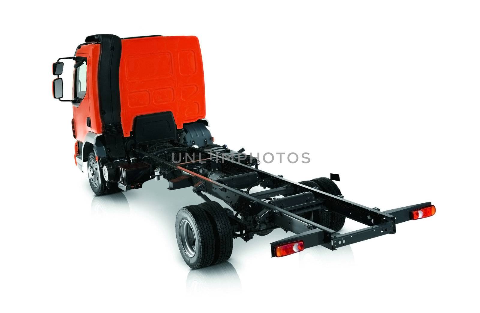 Red truck isolated on a white background