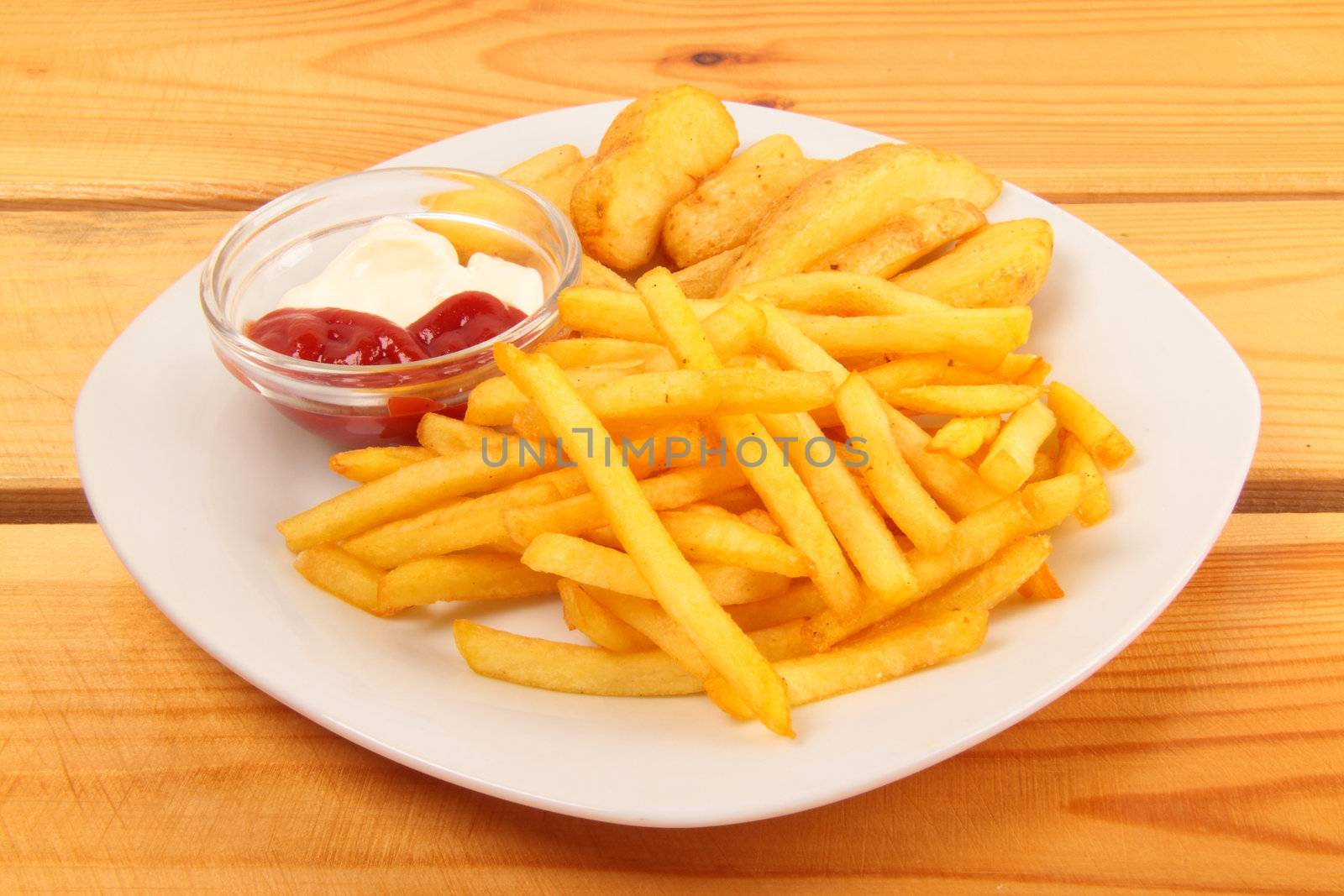 french fries and ketchup