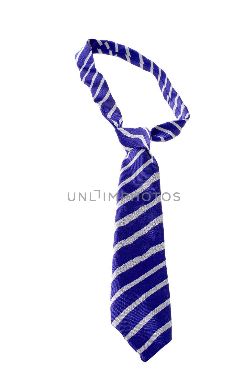 blue striped necktie on a white background