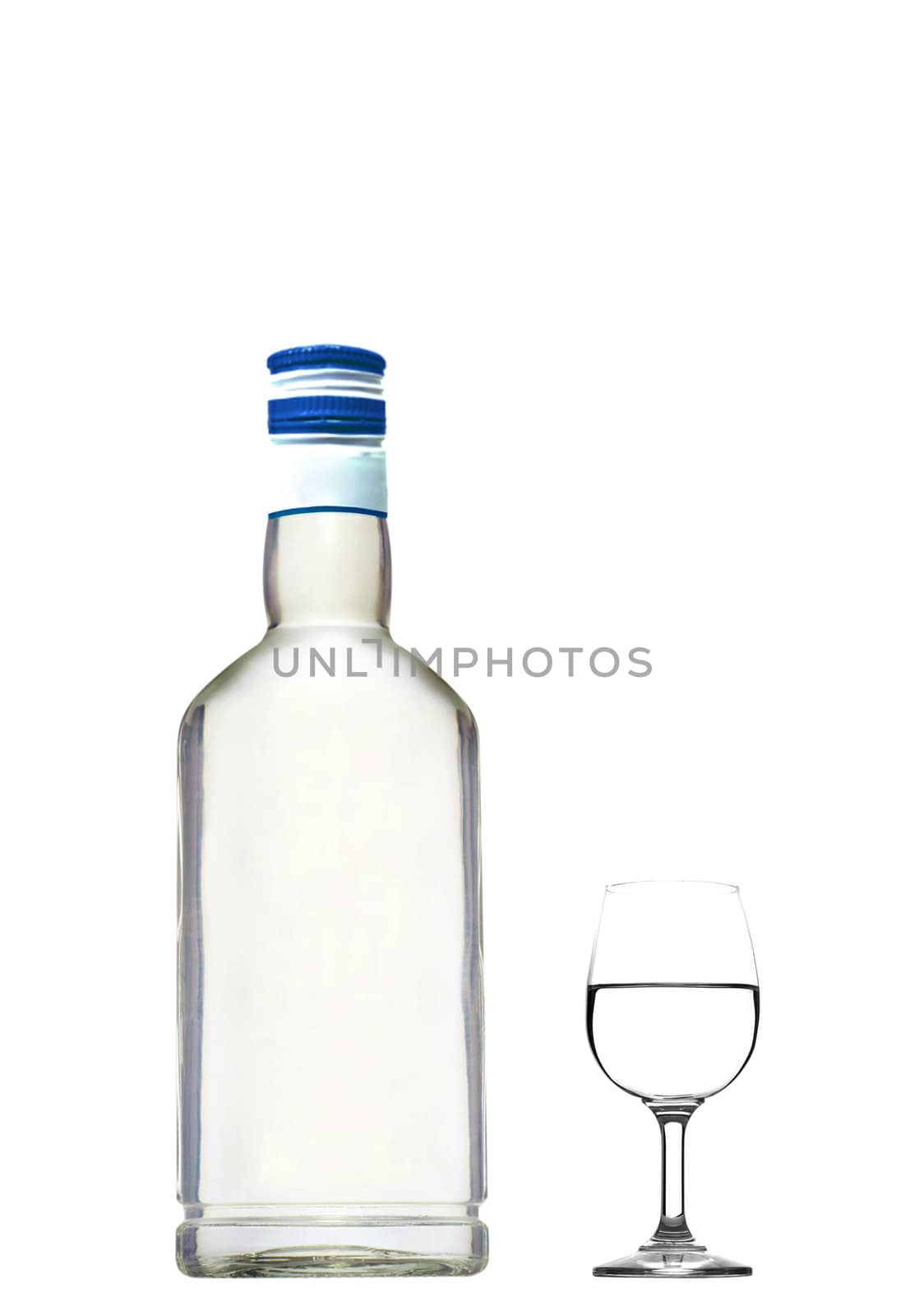 Bottle and glass of vodka