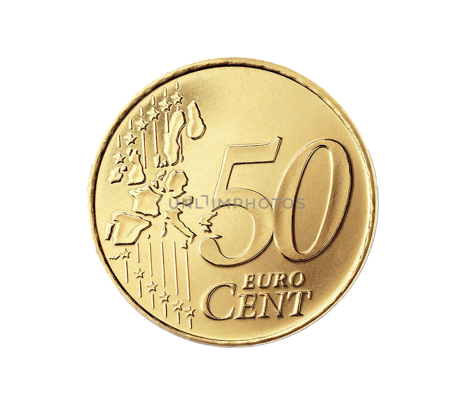 50 euro cent isolated on a white background.