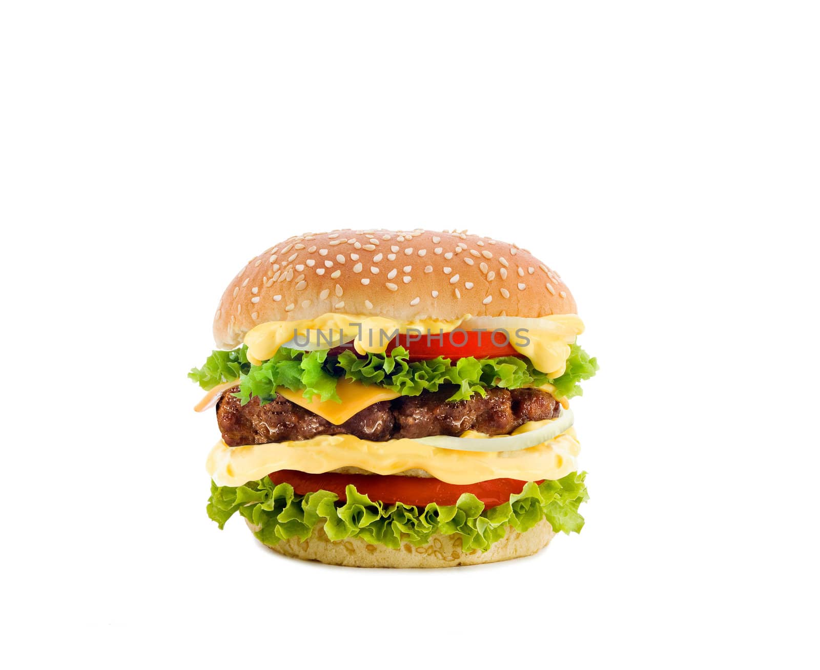 cheeseburger on white