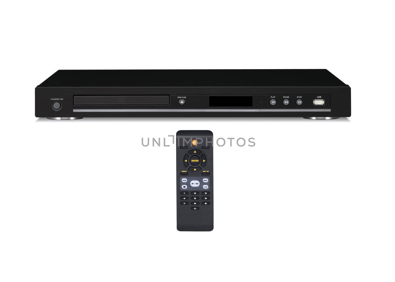 Dvd player isolated on white background close up