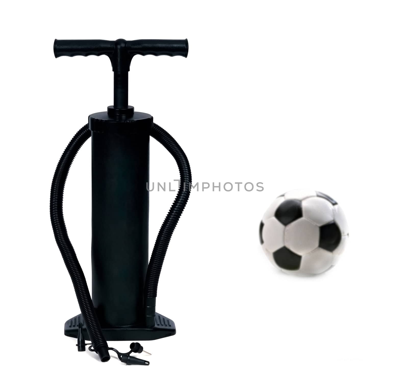 pump and football ball isolated