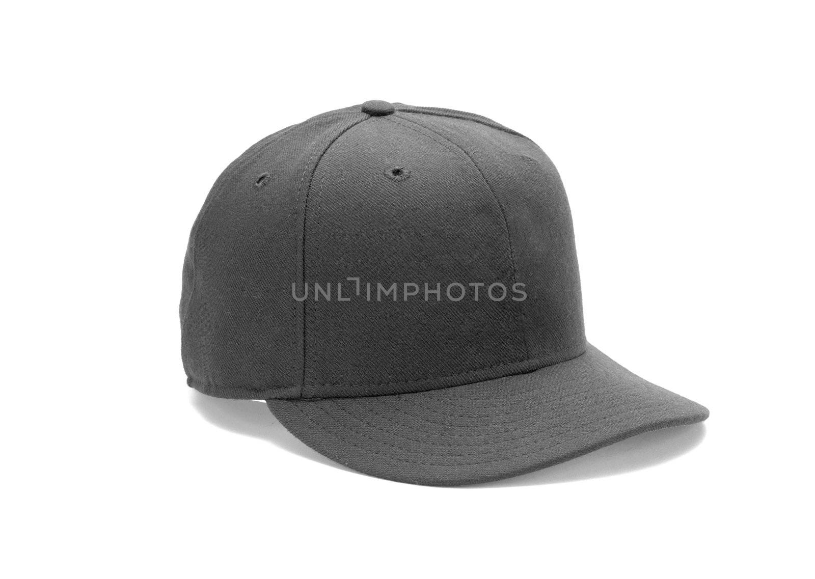 black cap with clipping path isolated on white