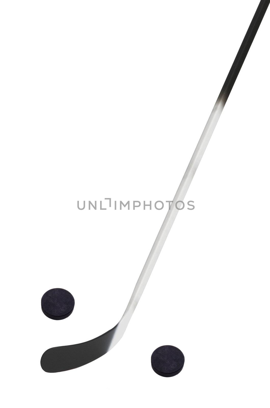 Hockey stick and two pucks by ozaiachin