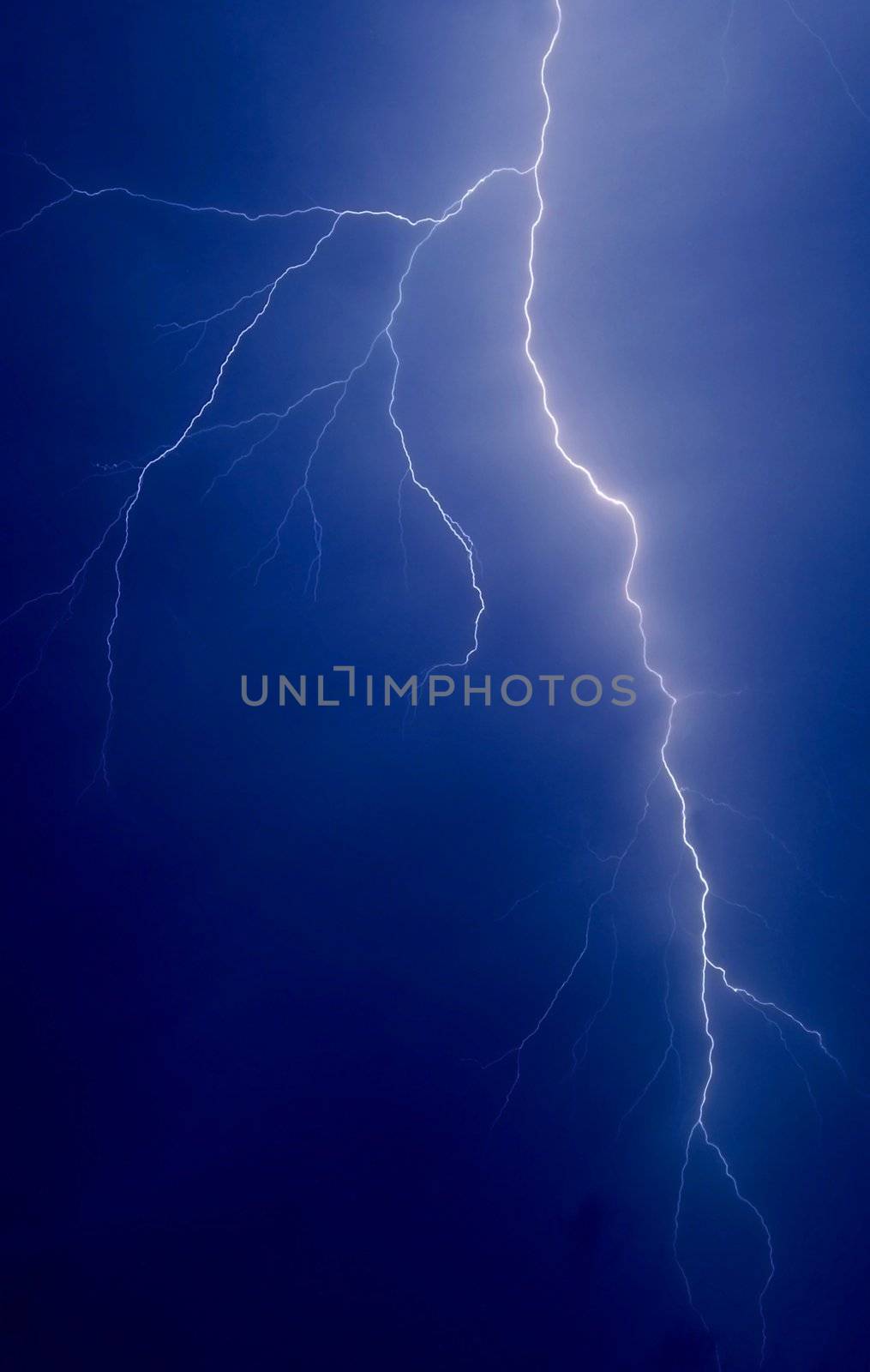 lightning strike in the darkness close up