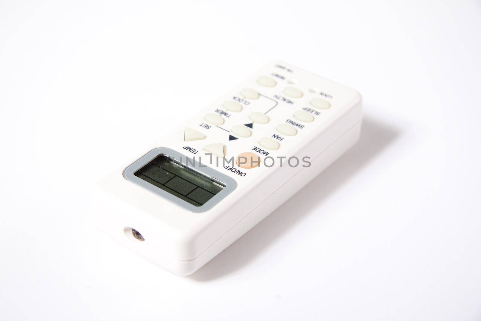 Air conditioner remote control isolated over white
