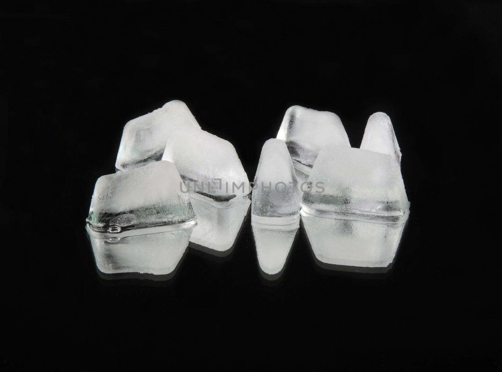 Ice cubes on black