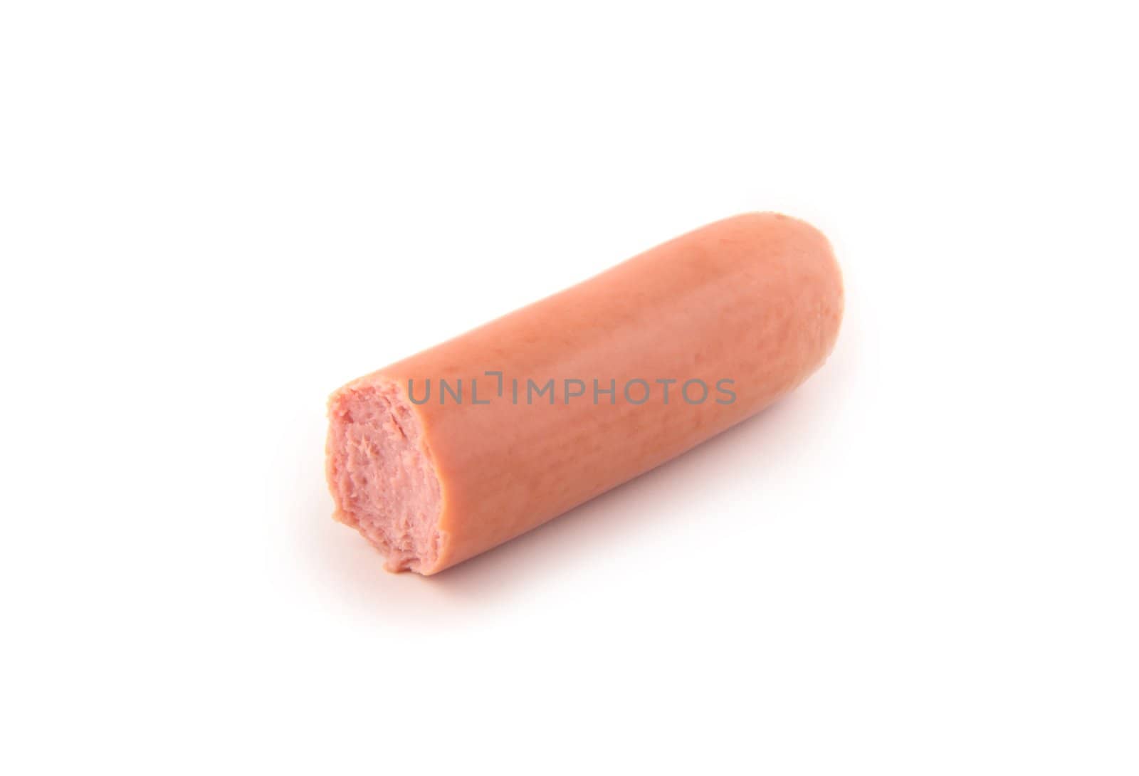 Half eaten sausage isolated