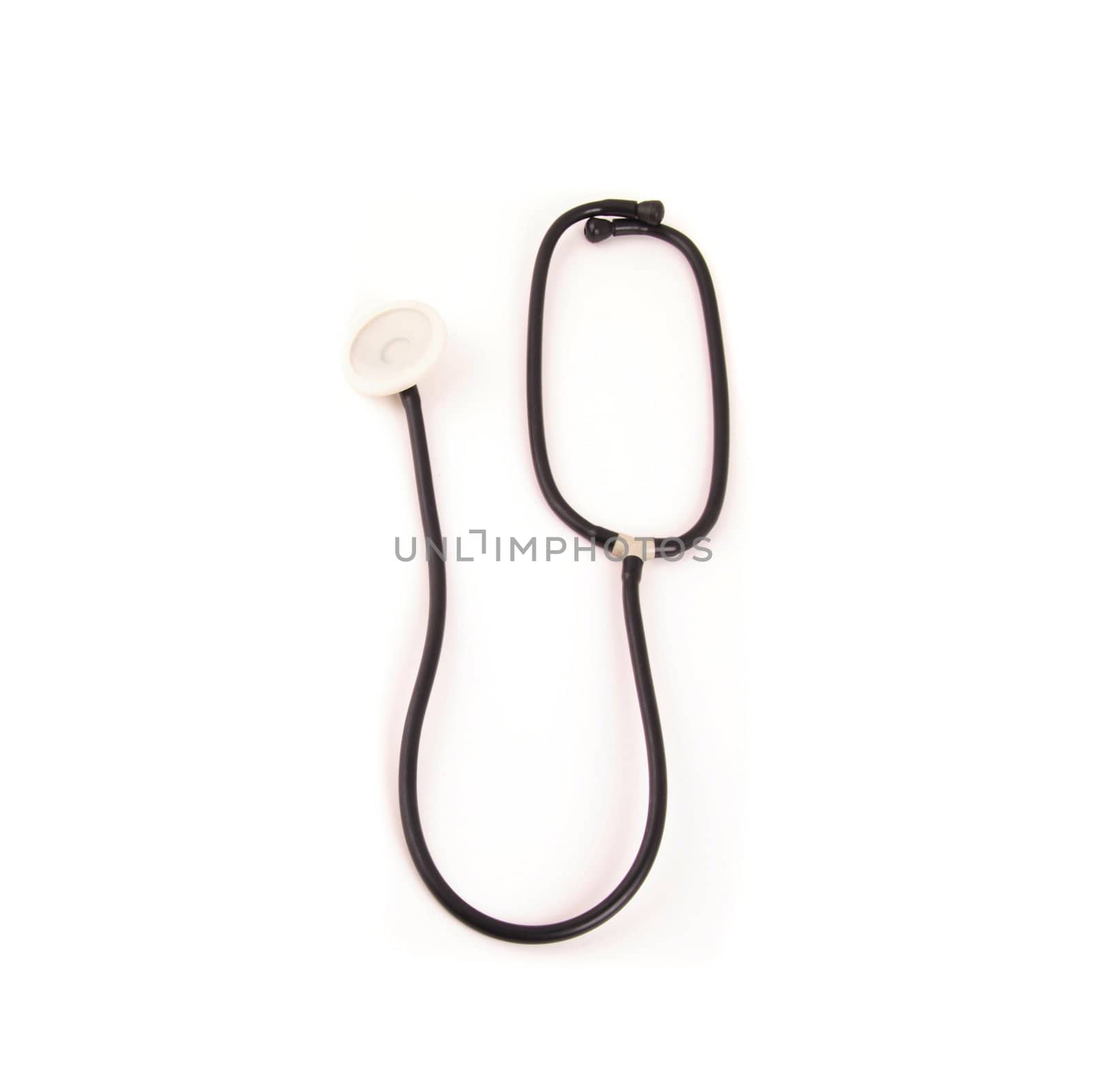 old stethoscope isolated on white