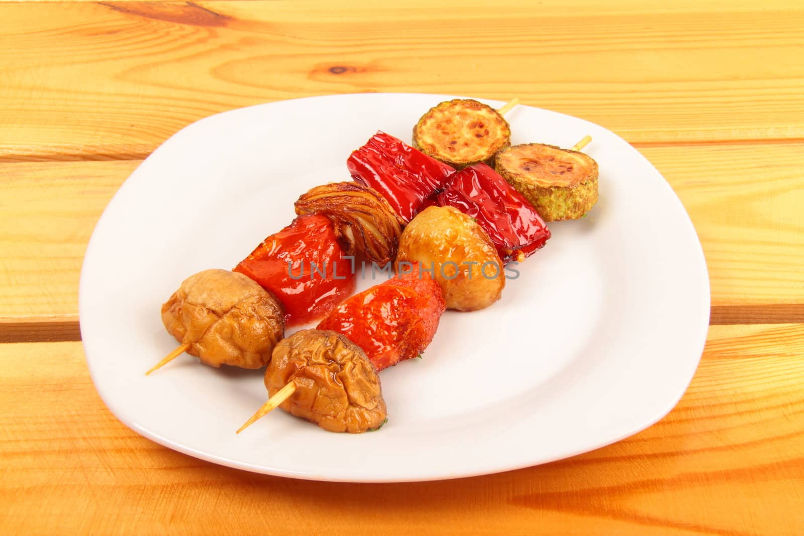 Grilled vegetables on plate