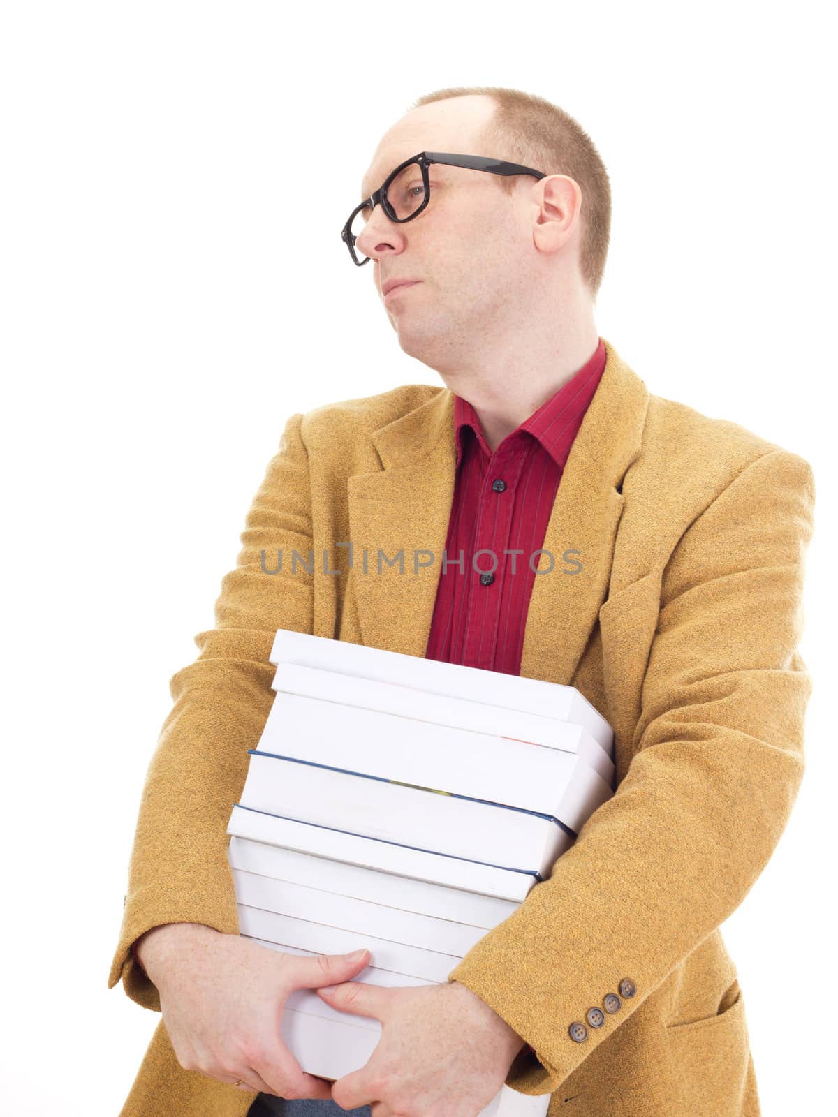 Businessman with a lot of books
