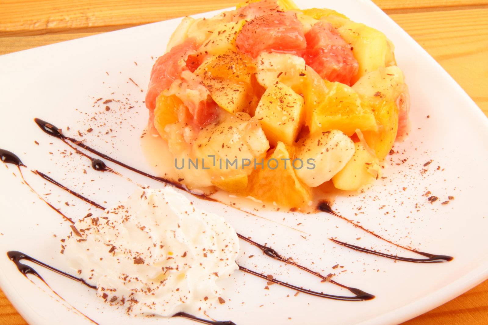 Ice cream and fruits