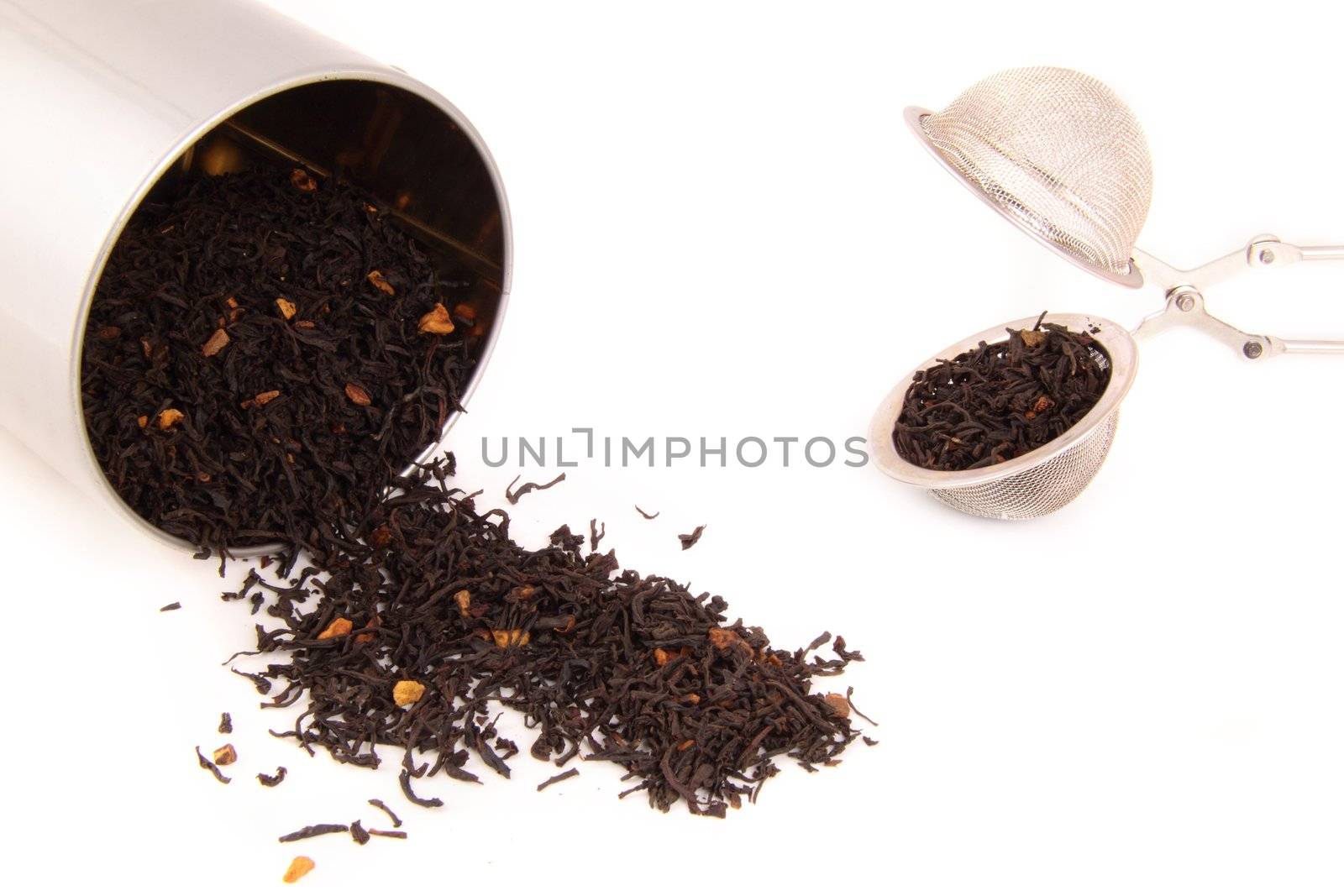 Black tea isolated on white