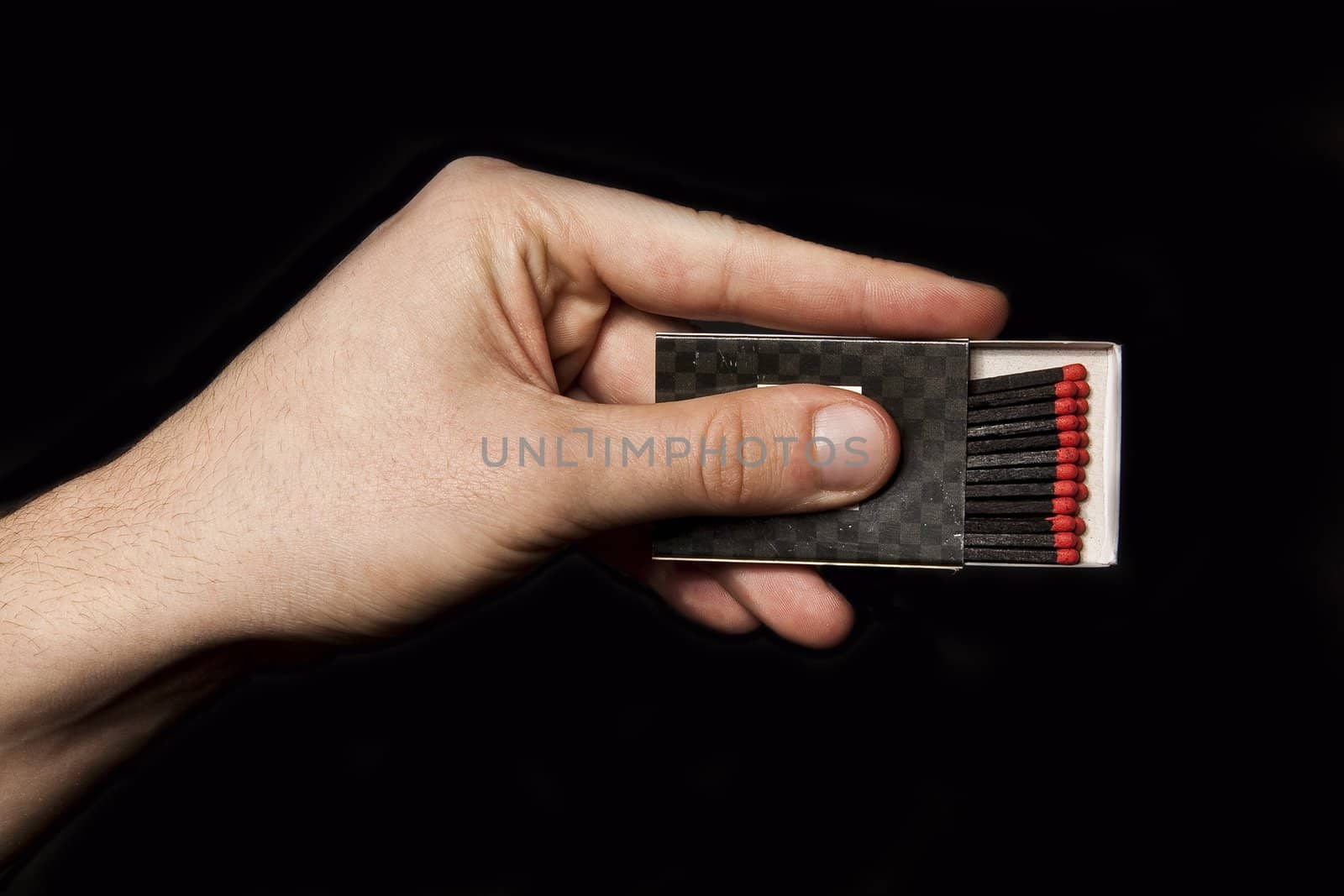 Box of matches in the man hand