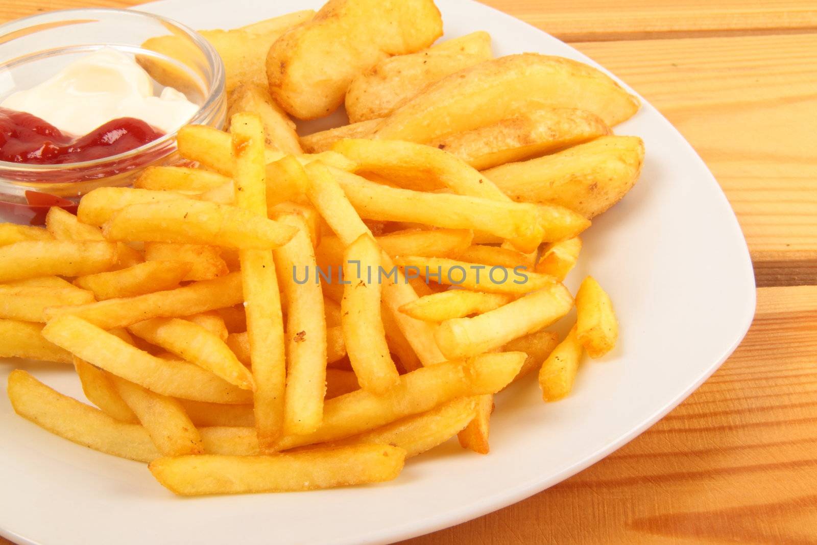 french fries and ketchup