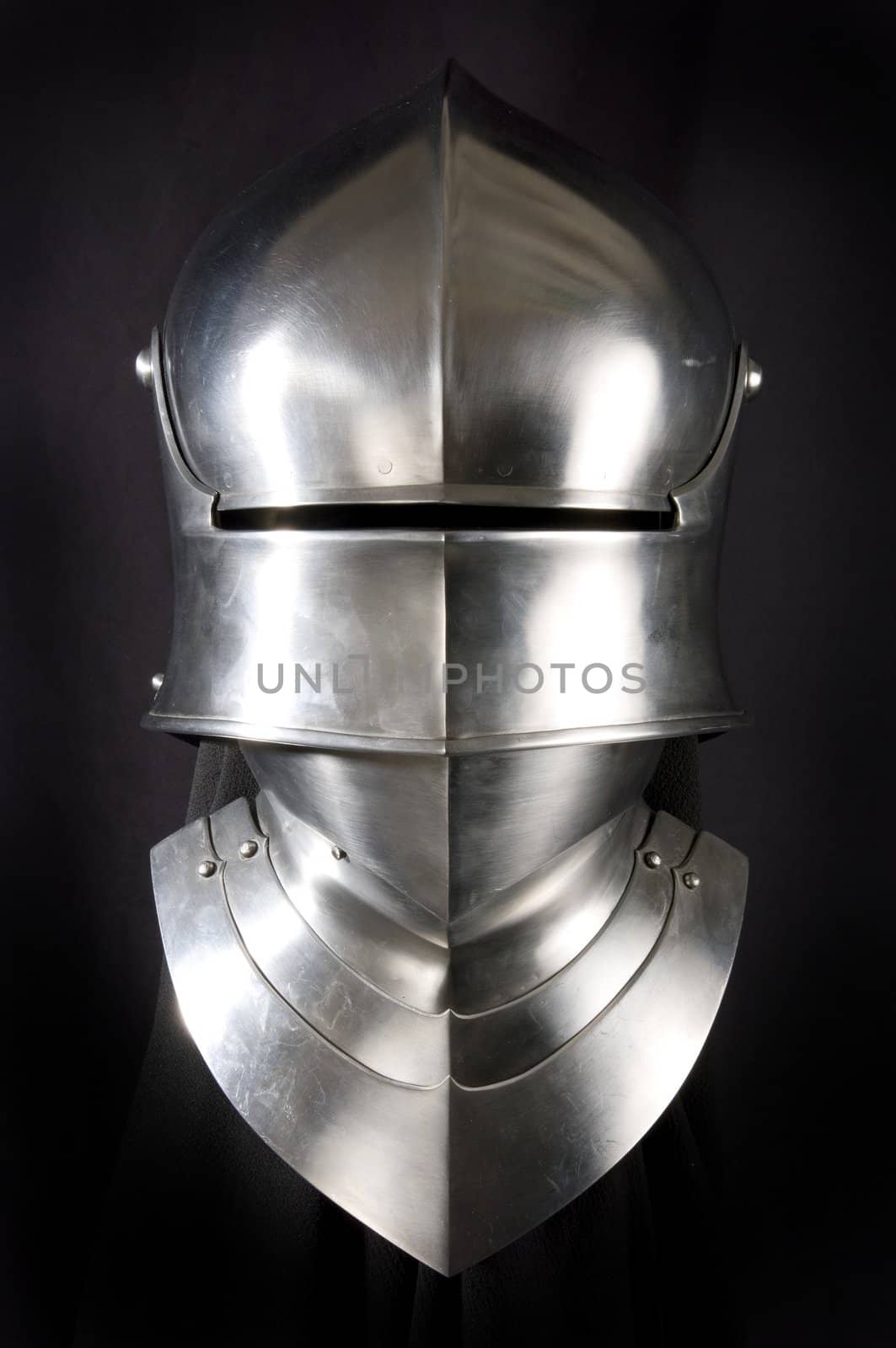 Armour of the medieval knight. Metal protection of the soldier against the weapon of the opponent