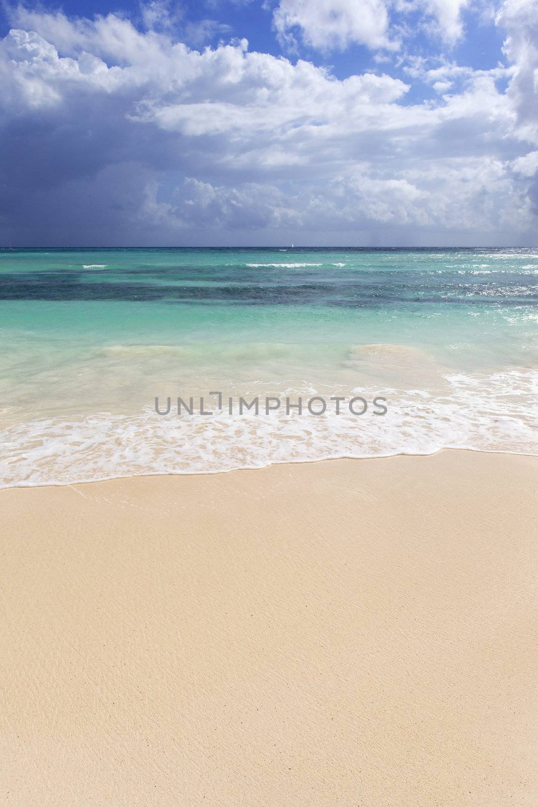 sand of beach on caribbean sea in Mexico