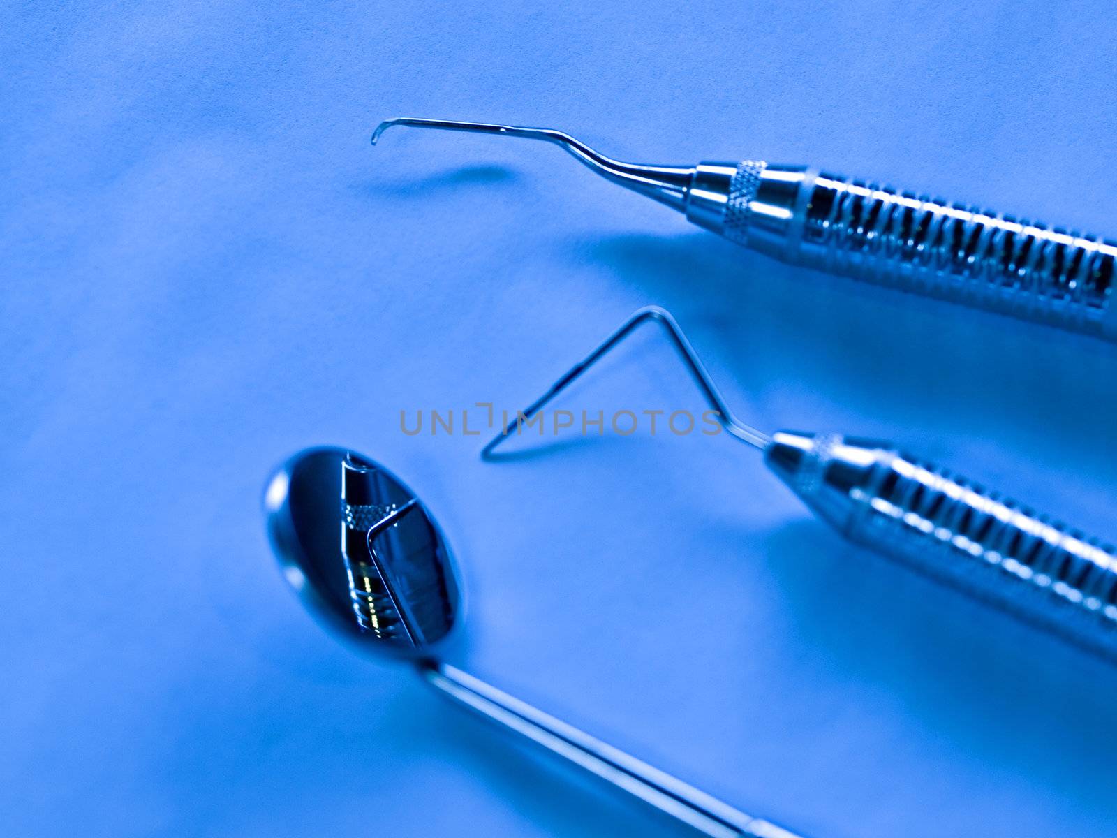 Set of Metal Medical Equipment for Dental Care 