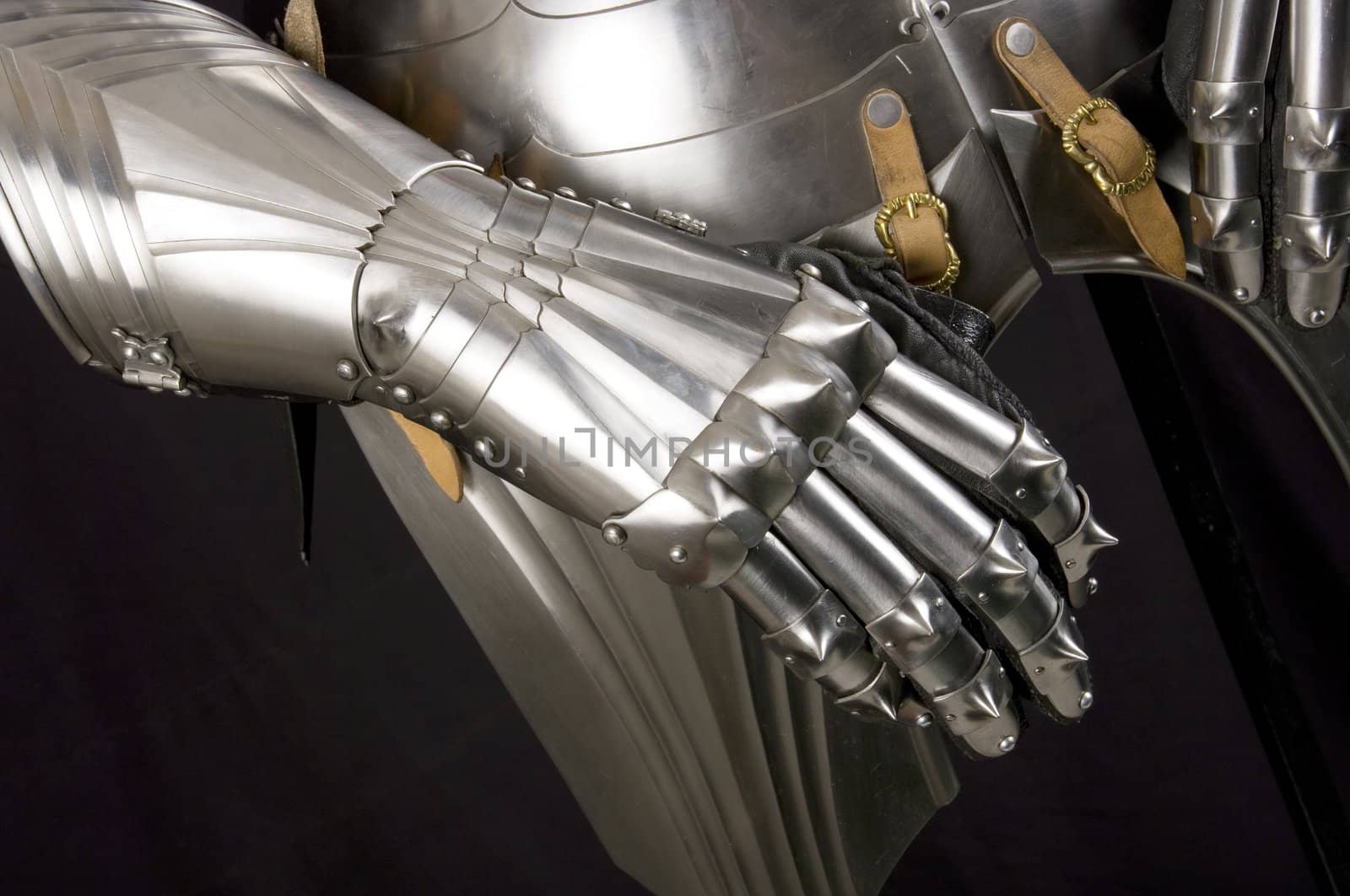 Armour of the medieval knight. Metal protection of the soldier against the weapon of the opponent