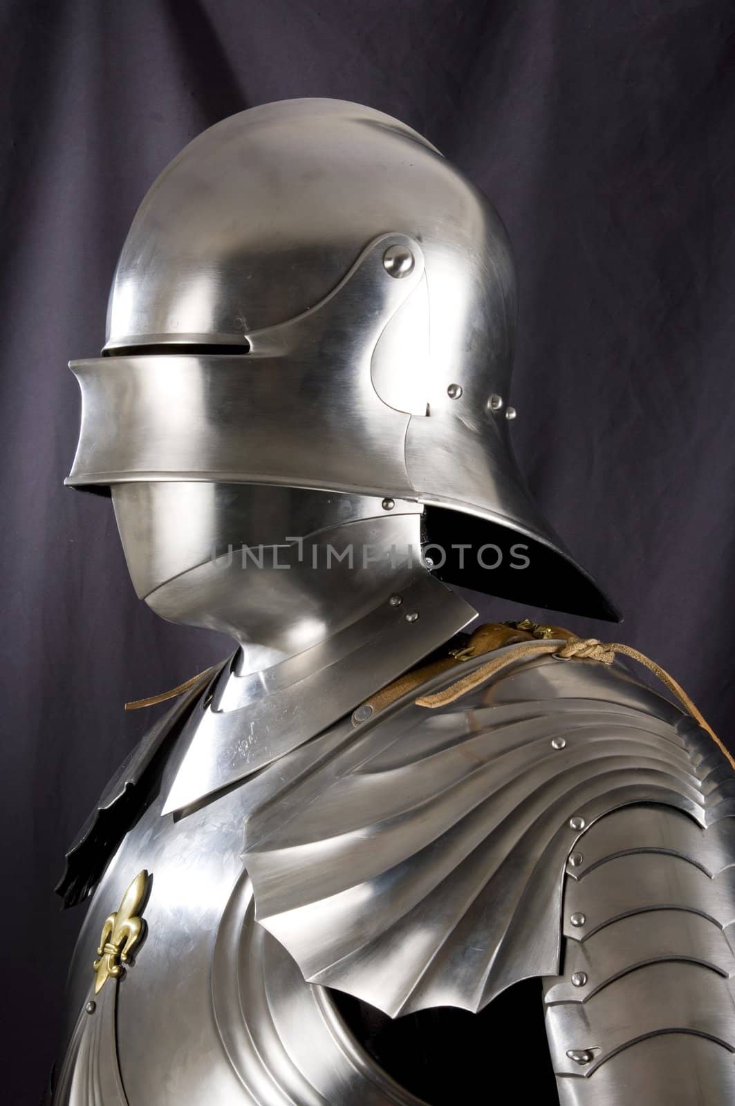 Armour of the medieval knight. Metal protection of the soldier against the weapon of the opponent