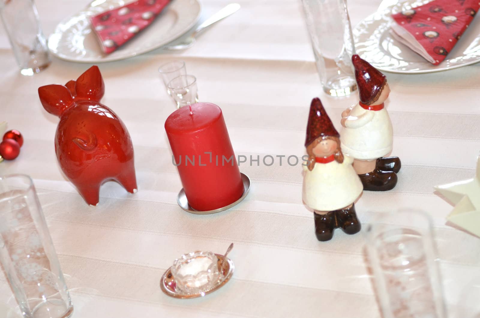 Christmas table decorations.