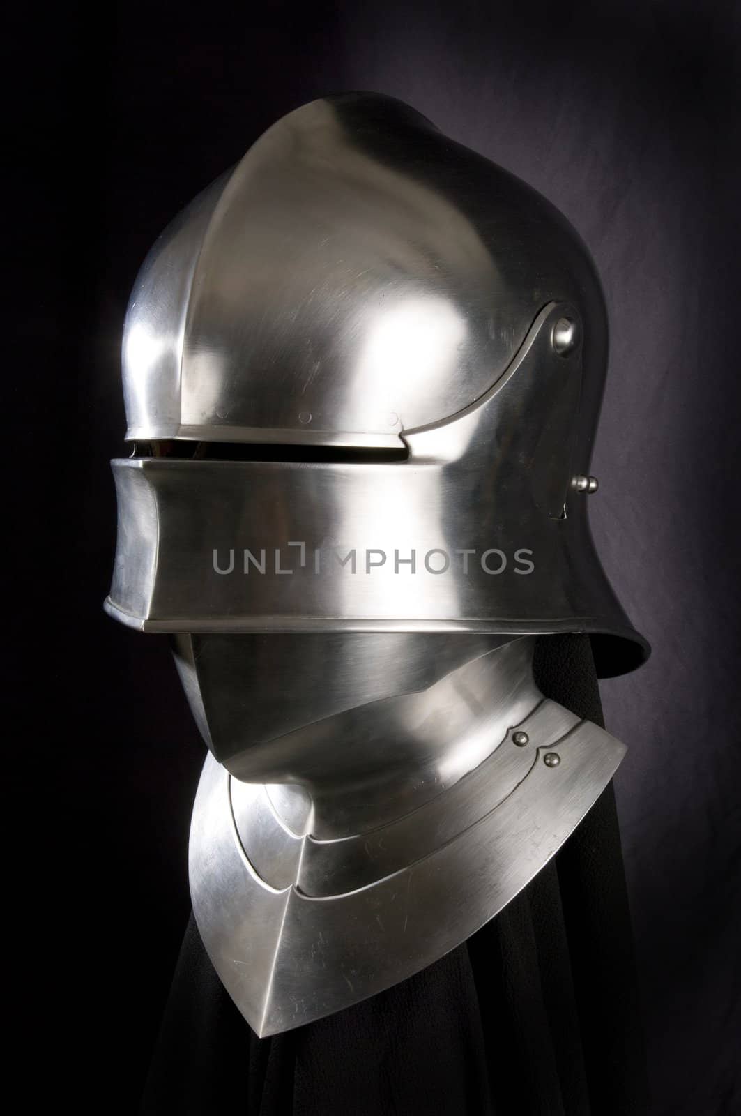 Armour of the medieval knight. Metal protection of the soldier against the weapon of the opponent