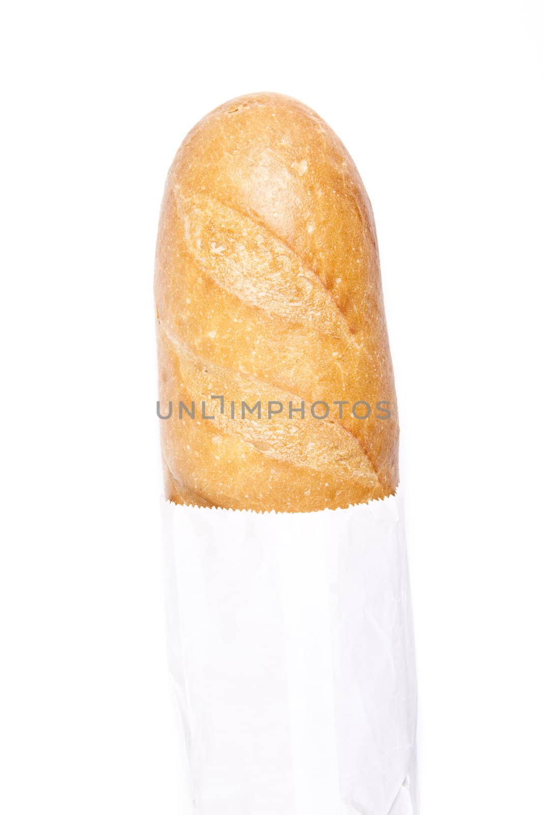 French style baguette loaf isolated on white background